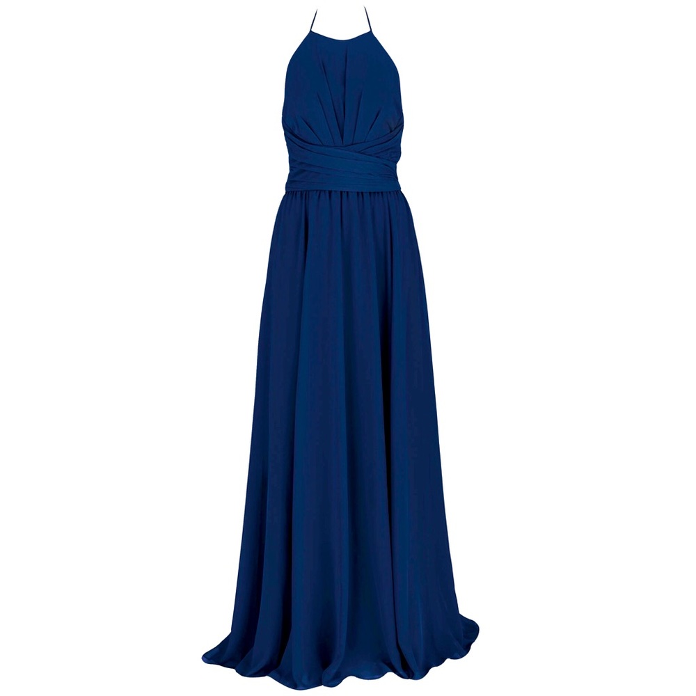 🌻 HOST PICK 🌻 Amsale Jayla Flat Navy Blue Chiffon Bridesmaid Gown